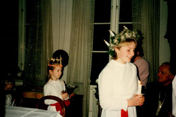 Lucia 1985. Marie, Minna, Sanna.